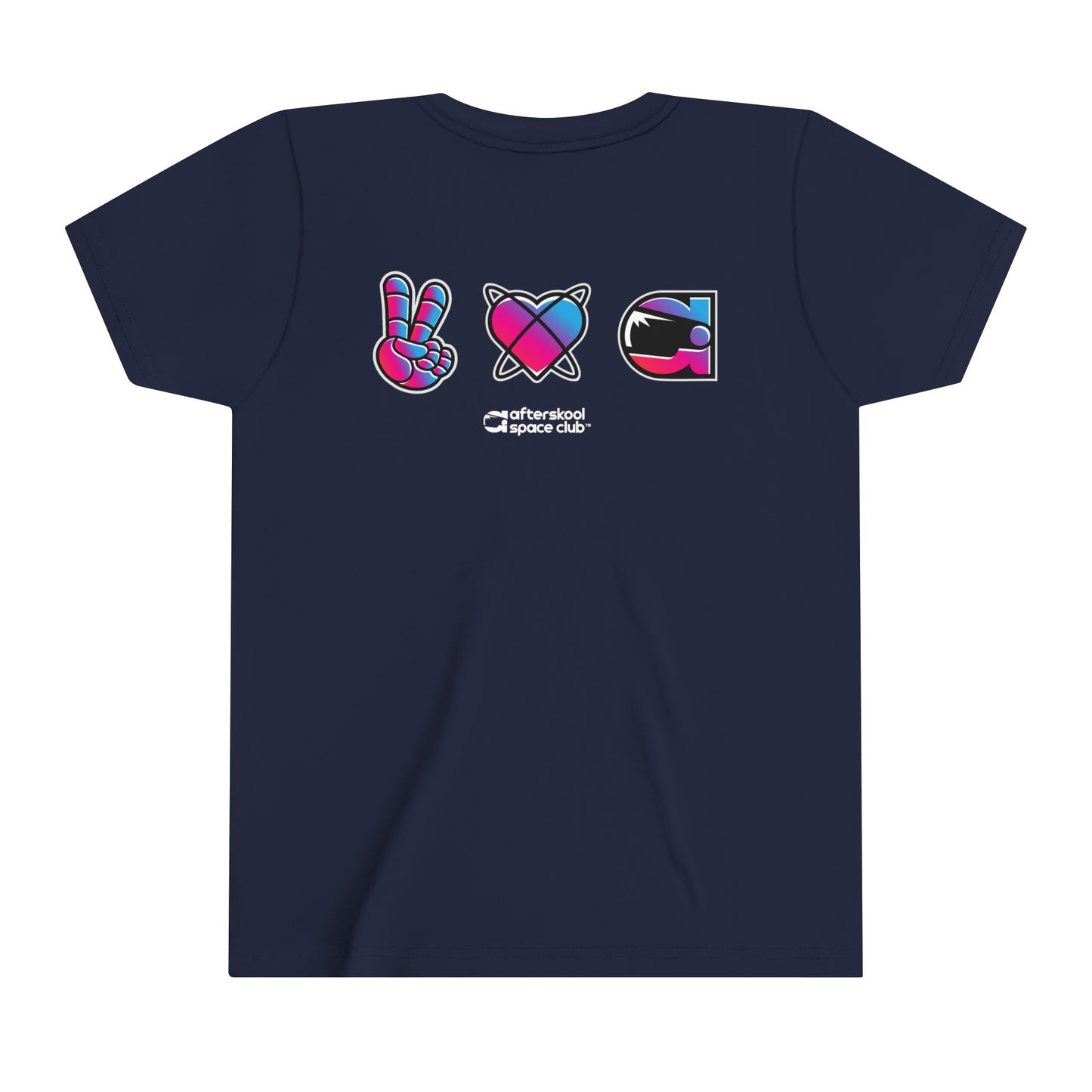 Camiseta infantil de dos caras Peace Love Space de Afterskool