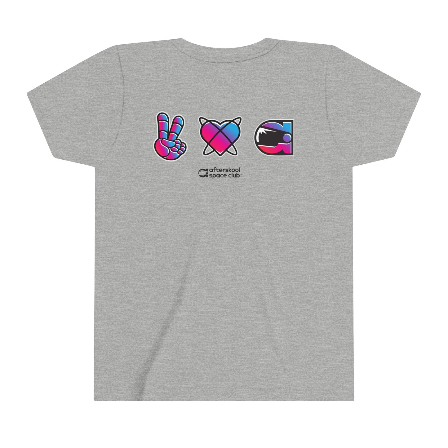 Camiseta infantil de dos caras Peace Love Space de Afterskool