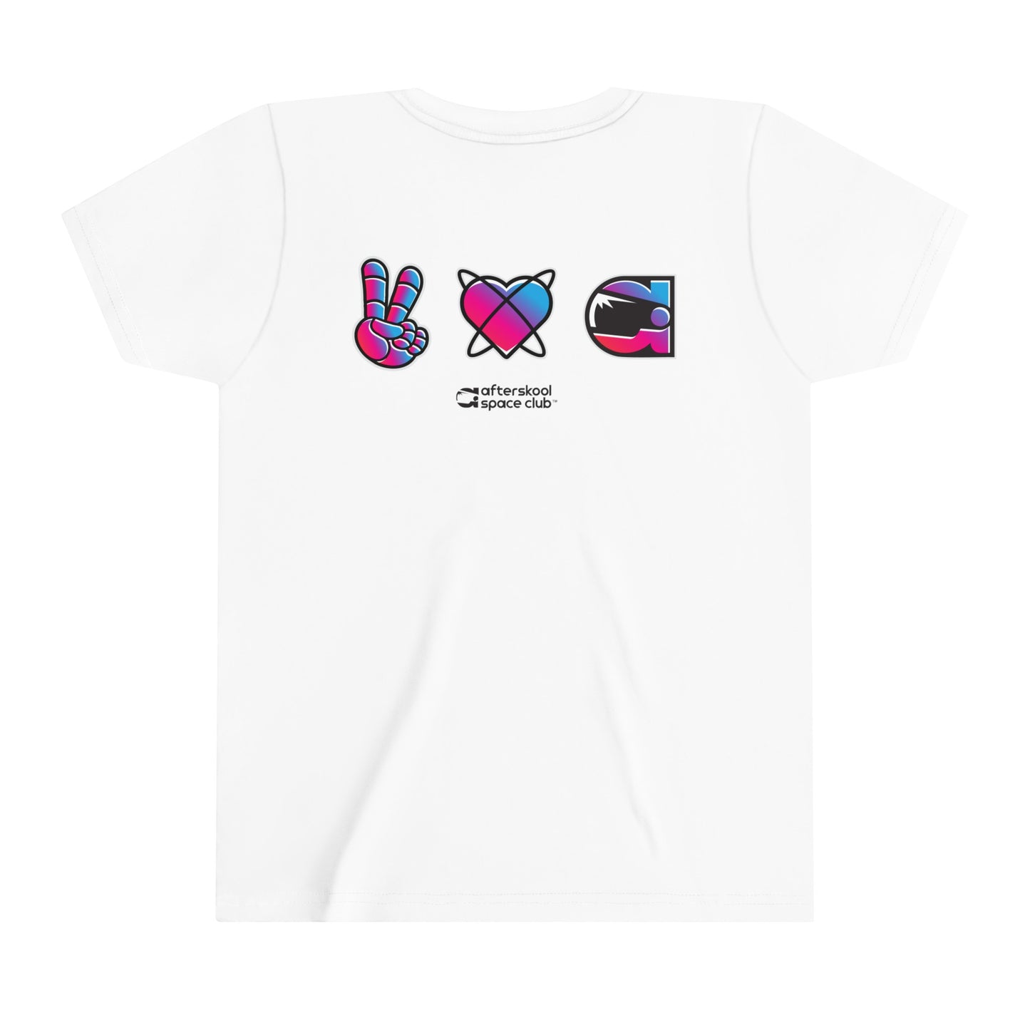 Camiseta infantil de dos caras Peace Love Space de Afterskool