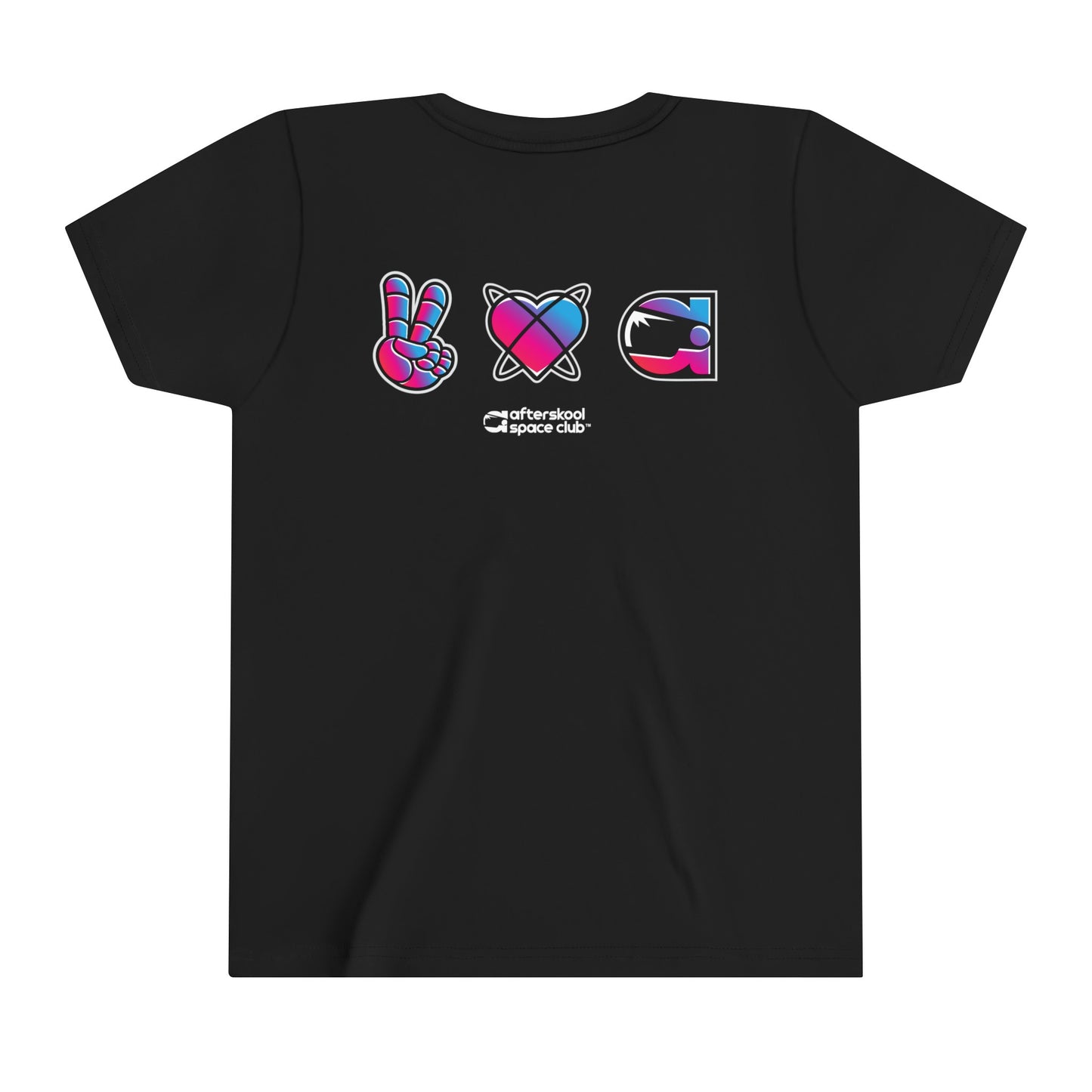 Camiseta infantil de dos caras Peace Love Space de Afterskool